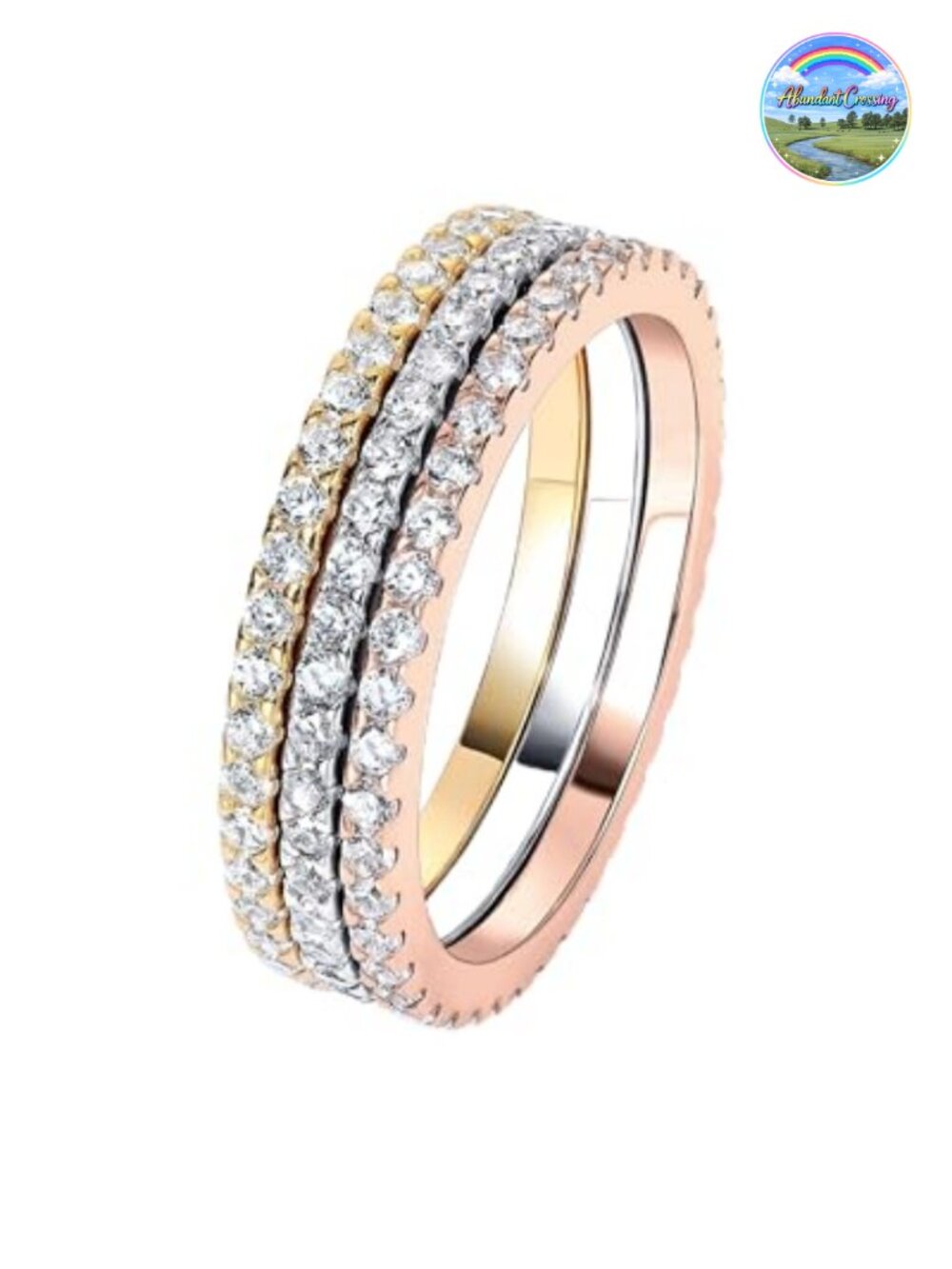 14K Gold Plated Sterling Silver Eternity Ring Stack Set